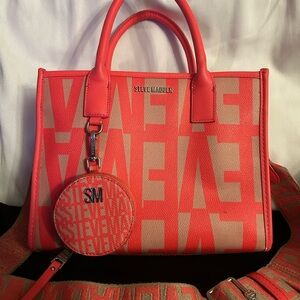 Steve Madden Coral and Beige Satchel